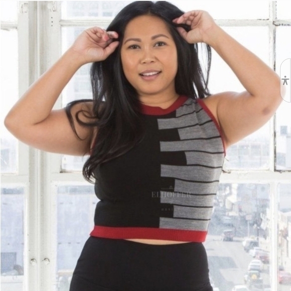ELHOFFER Tops - Black and Gray Crop Top